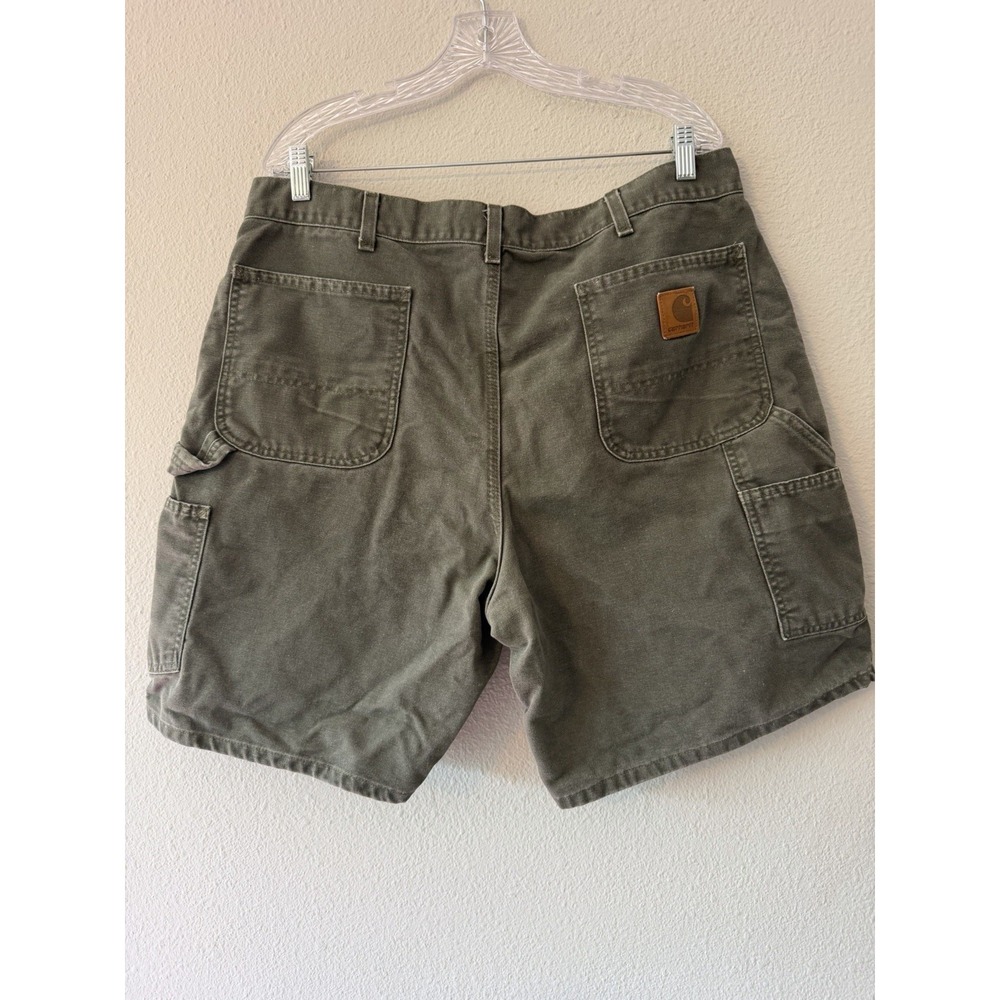 VTG Y2K CARHARTT B25 MOS Carpenter Duck Canvas LEATHER PATCH Shorts Sz. 38